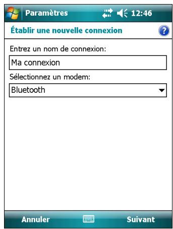 TRIMBLE JUNO SB - Étape 1: connexion du terminal au téléphone et configuration de la connexion au réseau commuté - 1