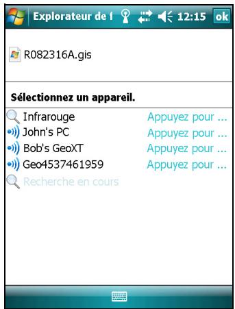 TRIMBLE JUNO SB - Transfert par infrarouge des fichiers vers ou depuis un autre périphérique - 2