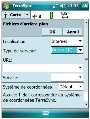TRIMBLE JUNO SB - Téléchargement des fichiers de carte de fond à partir d'un serveur de carte internet - 1