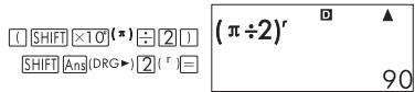 COMPAQ SMARTCALC 300S - Conversion d'une valeur saisie comme unité angulaire par défaut de la calculatrice - 1