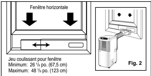 Fenêtre horizontale Jeu coulissant pour fenêtre Minimum: 26 3/8 po. (67,5 cm) Maximum: 48 3/8 po. (123 cm) Fig. 2