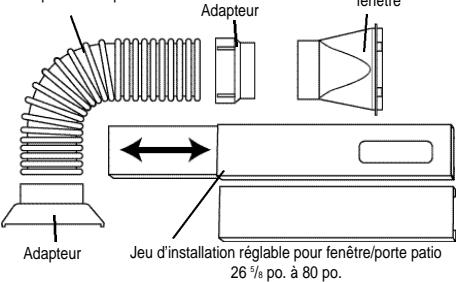 Adapteur Jenou Adapteur Jeu d'installation réglable pour fenêtre/porte patio 26 1/8 po. à 80 po.