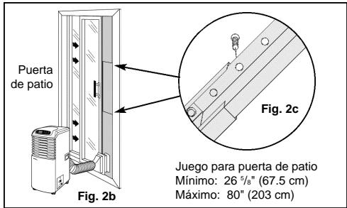 Puerta de patio Fig. 2b Juego para puerta de patio Mínimo: 26 5/8" (67.5 cm) Máximo: 80" (203 cm) Fig. 2c