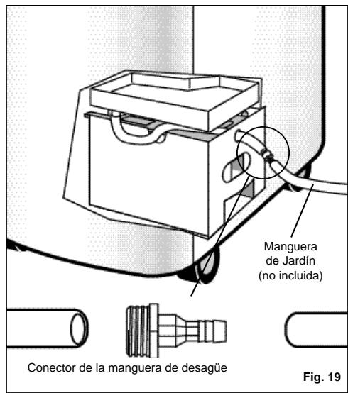 Manguera de Jardín (no incluida) Conector de la manguera de desagüe Fig. 19