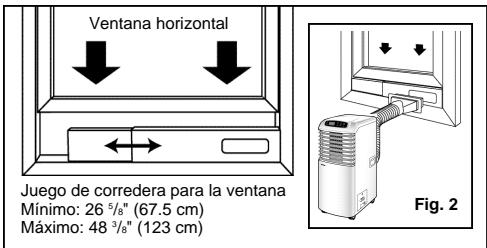 Ventana horizontal Juego de corredera para la ventana Mínimo: 26 5/8" (67.5 cm) Máximo: 48 3/8" (123 cm) Fig. 2