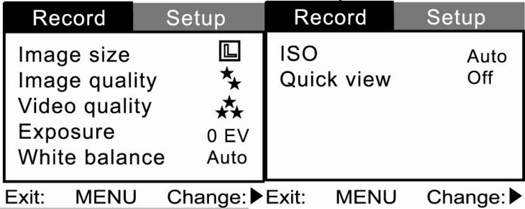 GENIUS DV210 - Menu enregistrement - 1