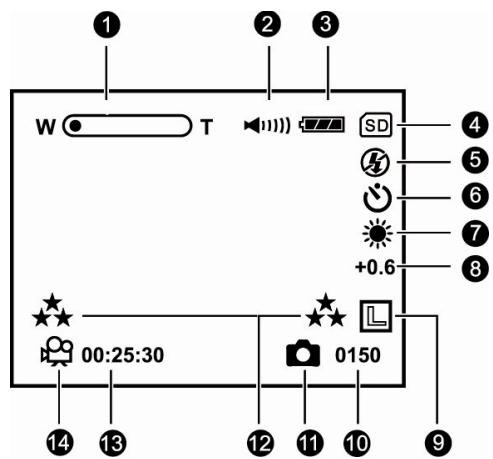GENIUS DV210 - Informations sur l'écran LCD - 1