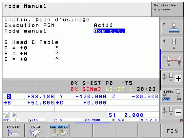 HEIDENHAIN ITNS 530 - Configurer le sens actuel de l'axe d'outil en tant que sens d'usinage actif (fonction FCL 2) - 7