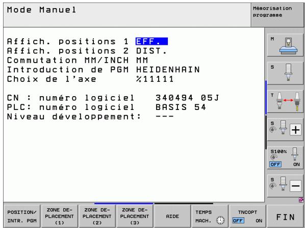HEIDENHAIN ITNS 530 - Vue d'ensemble des fonctions MOD - 1