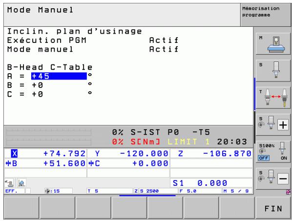 HEIDENHAIN ITNS 530 - Activation de l'inclinaison manuelle - 1