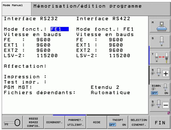 HEIDENHAIN ITNS 530 - Configurer la VITESSE EN BAUDS - 1