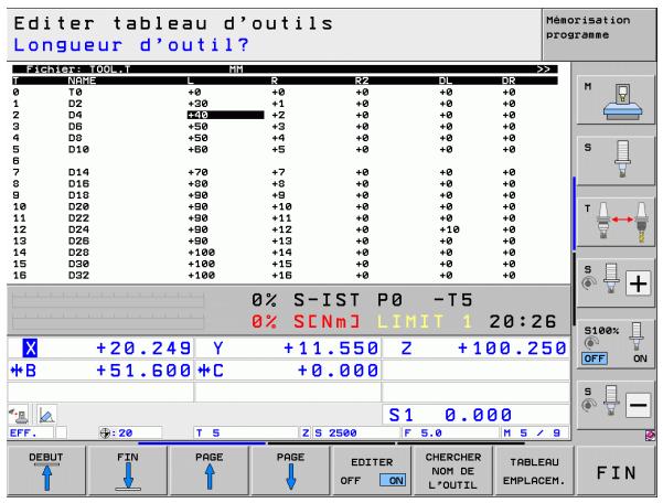 HEIDENHAIN ITNS 530 - Ouvrir n'importe quel autre tableau d'outils - 2