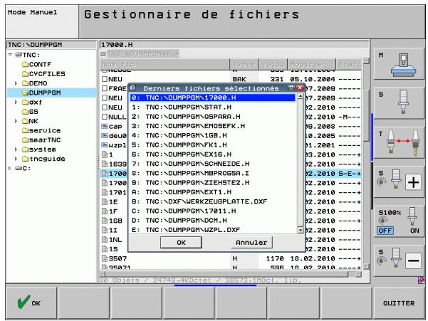 HEIDENHAIN ITNS 530 - Sélectionner l'un des derniers fichiers sélectionnés - 7