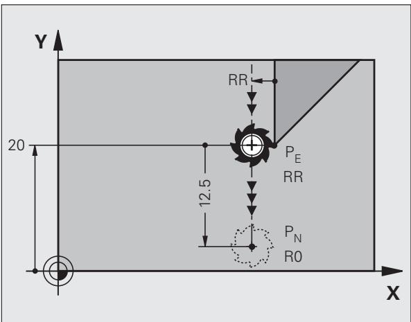 HEIDENHAIN ITNS 530 - Sortie du contour par une droite avec raccordement tangentiel : DEP LT - 2