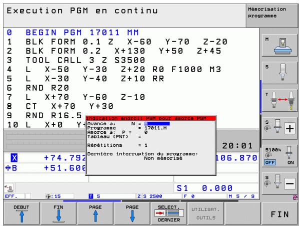 HEIDENHAIN ITNS 530 - Reprendre le programme à un endroit quelconque (amorce de séquence) - 3