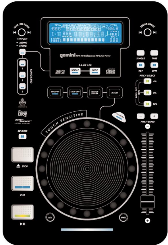 GEMINI MPX-40 - PROFESSIONAL EFX CD/MP3 PLAYER - 1
