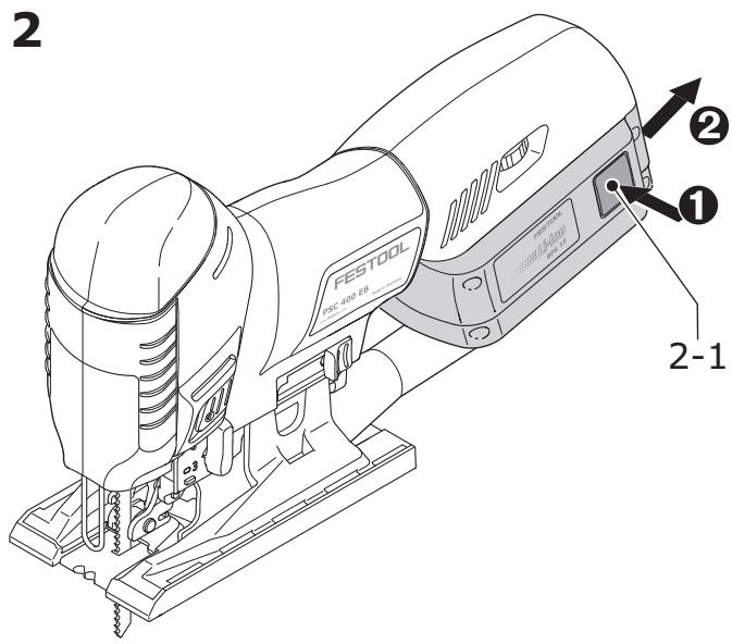 FESTOOL PSBC 400 EBC - Removing the battery pack - 1