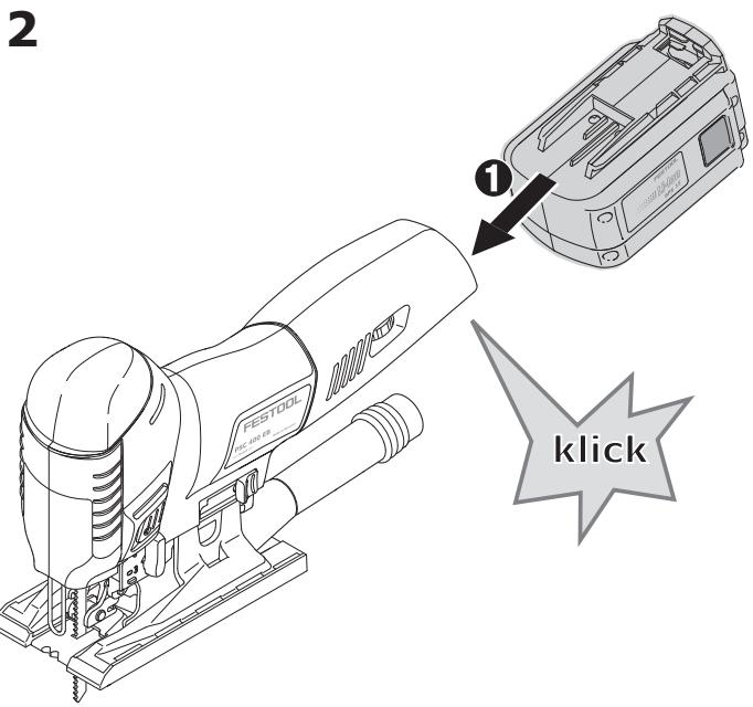 FESTOOL PSBC 400 EBC - Insertar la batería - 2