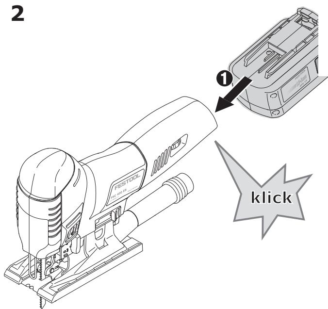 FESTOOL PSBC 400 EBC - Insérer la batterie - 2