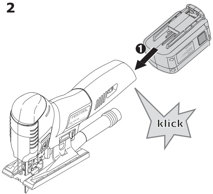 FESTOOL PSBC 400 EBC - Inserting the battery pack - 2