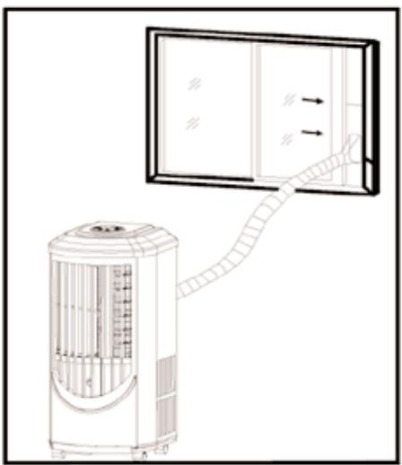 SUNBEAM KY-25/Y - INSTALLACION DE LOS DUCTOS EN UNA VENTANA / PUERTA CORREDIZA - 1