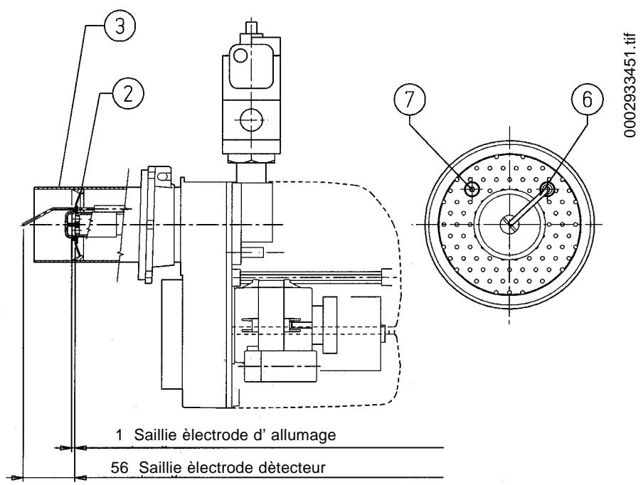 BALTUR BTG 11 - SCHEMA De principde reglage de l'air et disposition dique-electrodes pour BTG 3,6 - 6 - 3