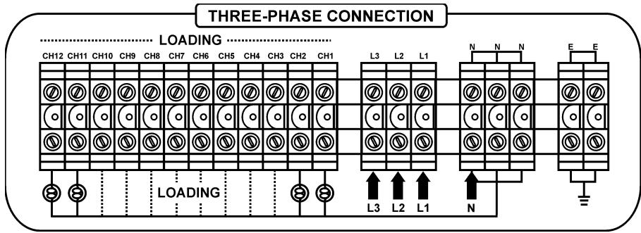 JBSYSTEMS LIGHT DSP-12 - 3-FASE AANSLUITING (4 draden "L1 + L2 + L3 + N" + aardleiding "E") - 1
