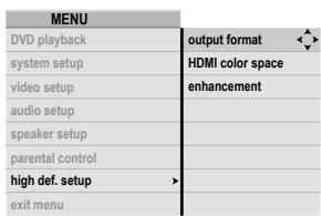 ROTEL RDV-1092 - High Definition Setup Menu - 1