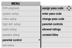 ROTEL RDV-1092 - Parental Control Menu - 1