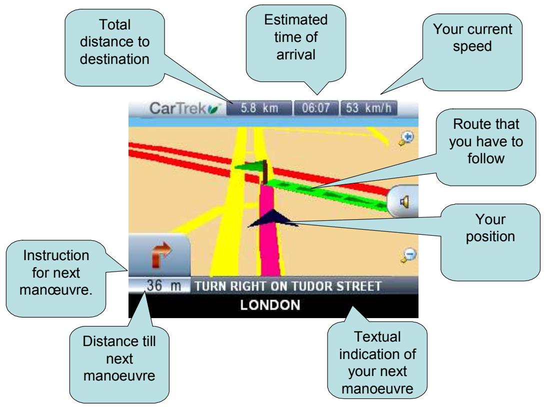 CARTREK 200 - Overview of the main navigation screen - 1