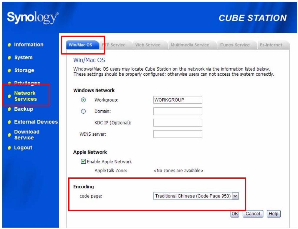 SYNOLOGY 407 SERVER - Définition de la page de code - 1