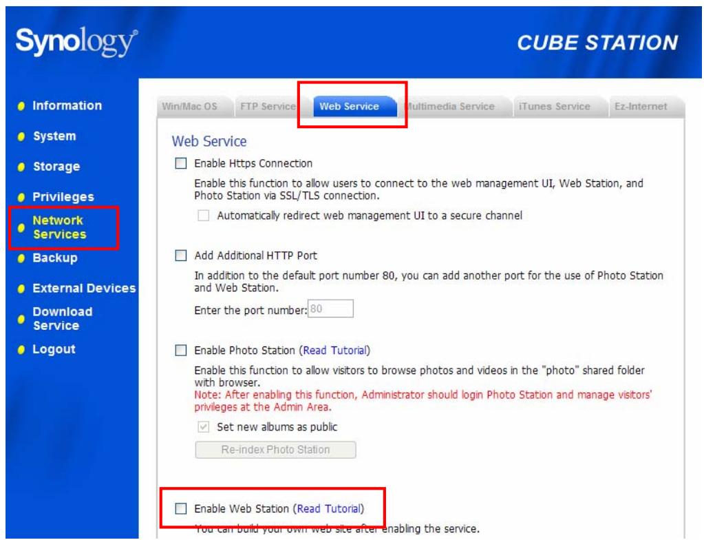 SYNOLOGY 407 SERVER - Description des détails de web station - 1