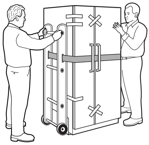 GE SIDE-BY-SIDE REFRIRATOR 22 - LOADING THE RERIGERATOR ONTO A HAND TRUCK - 1