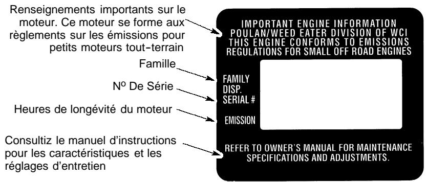 WEED EATER XT 25 TRIMMERS EDGERS - Déclaration de garantie de LUTTE ant missions de la u.s. epa/environnement CANADA - 1