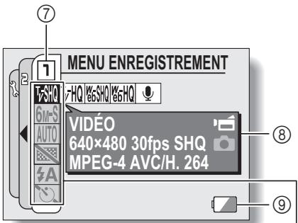 LOGICOM-SANYO XACTI VP-CG65 - Présentation du MENU enregistrement - 1