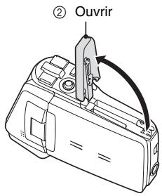 LOGICOM-SANYO XACTI VP-CG65 - Ouvrez le cache du compartiment du bloc-pile/de la carte. - 2