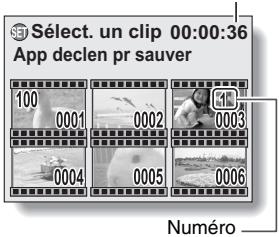 LOGICOM-SANYO XACTI VPC-HD2GX - Placez le cadre orange sur le video clip que vous désirez joindre et appuyez sur le bouton de réglage SET. - 1