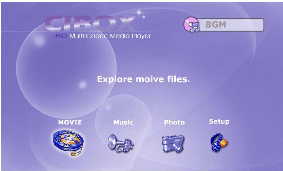 CINEBOX CINE BOX HD MOBILE - Écran du menu principal - 1