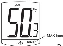 LA CROSS TECHNOLOGY WS-9001U - DISPLAY OF OUTDOOR TEMPERATURE READING AND OUTDOOR MIN/MAX RECORDS: - 2