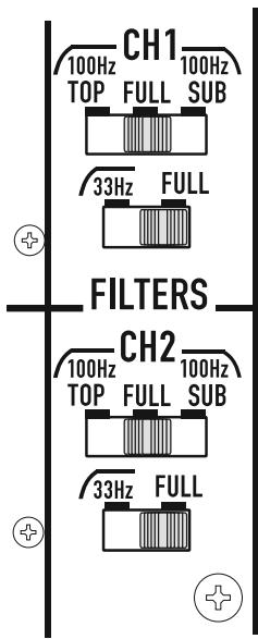 QSC AUDIO PLX 3102 - Niederfrequenzfilter-Wahlschalter für jeder Kanal - 1