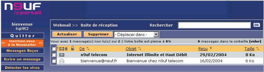 NEUF TELECOM INTERNET RTC - Envoyer et recevoir un e-mail avec la messagerie webmail - 1