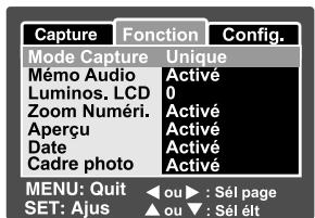 FERRANIA SOLARIS DIGITAL 602 - Menu image fixe (fonction) - 1
