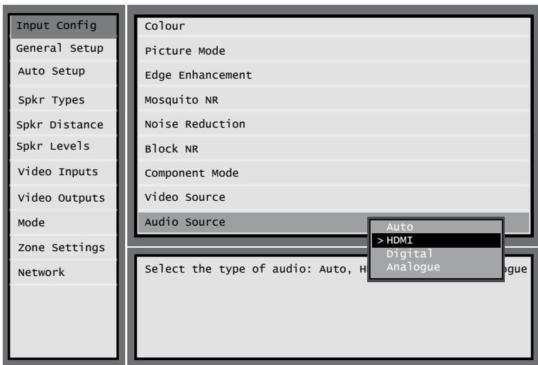 ARCAM FMJ AV888 - Sélection de la source audio (version logiciel 1.9+) - 2