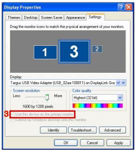 TARGUS ACA11EU - Controlling the Display using Windows Display Properties (for Windows XP and Vista) - 9