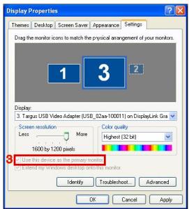 TARGUS ACA11EU - Controlar o érá using Windows Display Properties (Propriedades de Visualização do Windows) (para Windows XP e Windows Vista) - 9