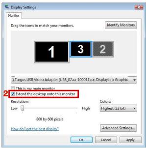 TARGUS ACA11EU - Het beeldscherm instellen met behulp van Windows' "Eigenschappen voor Beeldscherm" - 6