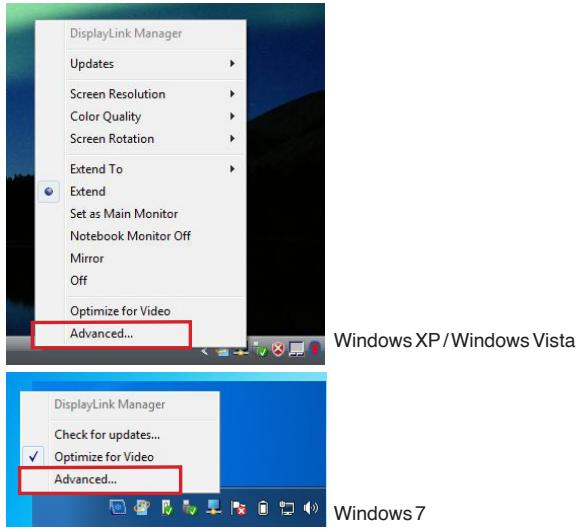 TARGUS ACA11EU - Controlo do écãr as opções do menu do video do adaptor - 1
