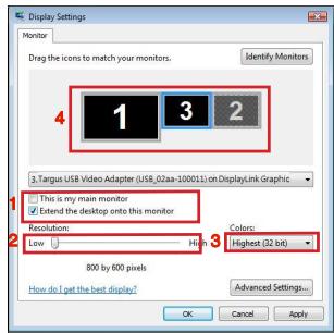 TARGUS ACA11EU - Het beeldscherm instellen met behulp van Windows' "Eigenschappen voor Beeldscherm" - 1