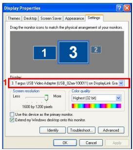 TARGUS ACA11EU - Administrar la pantalla utilizando las Propiet- dades de Pantalla de Windows (Para Windows XP y Vista) - 3