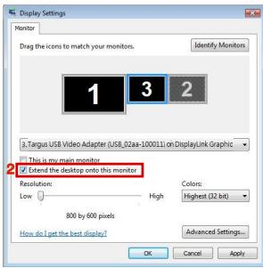 TARGUS ACA11EU - Kontrolle des Displays über Windows Displayeigenschaften (für Windows XP und Vista) - 6
